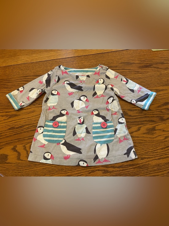Mini Boden Other - Mini Boden Teal-Trim Puffin Print Tunic